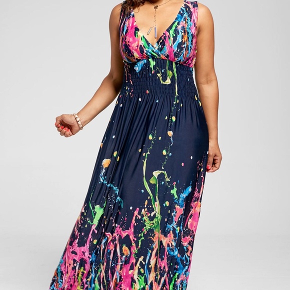 Unknown Label for Curves Collection Dresses & Skirts - ​⭐HP!⭐ Plus Size Sleeveless Splatter Print Dress